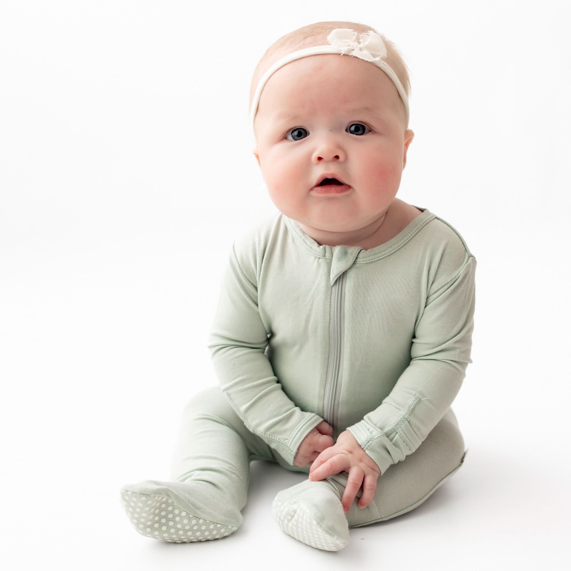 Bamboo Zipper Baby Footie Pajamas, Sage, 024 Months, Unisex Bamboo