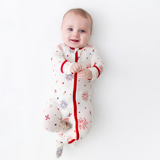 4th of July Zippered Footie