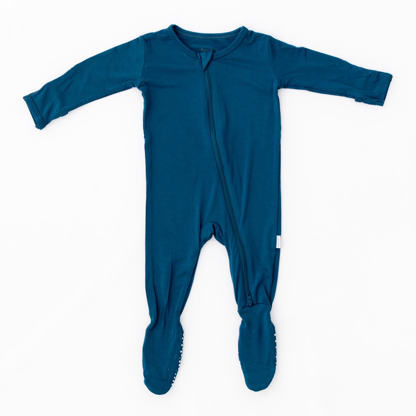 Print Footie with 2 Way Zipper in Little Boy Blue - Bellaboo