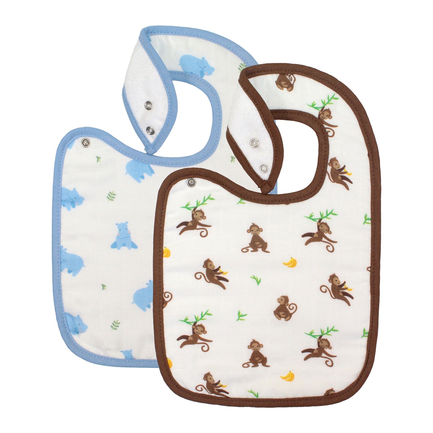 Hippo & Monkey Bib Set