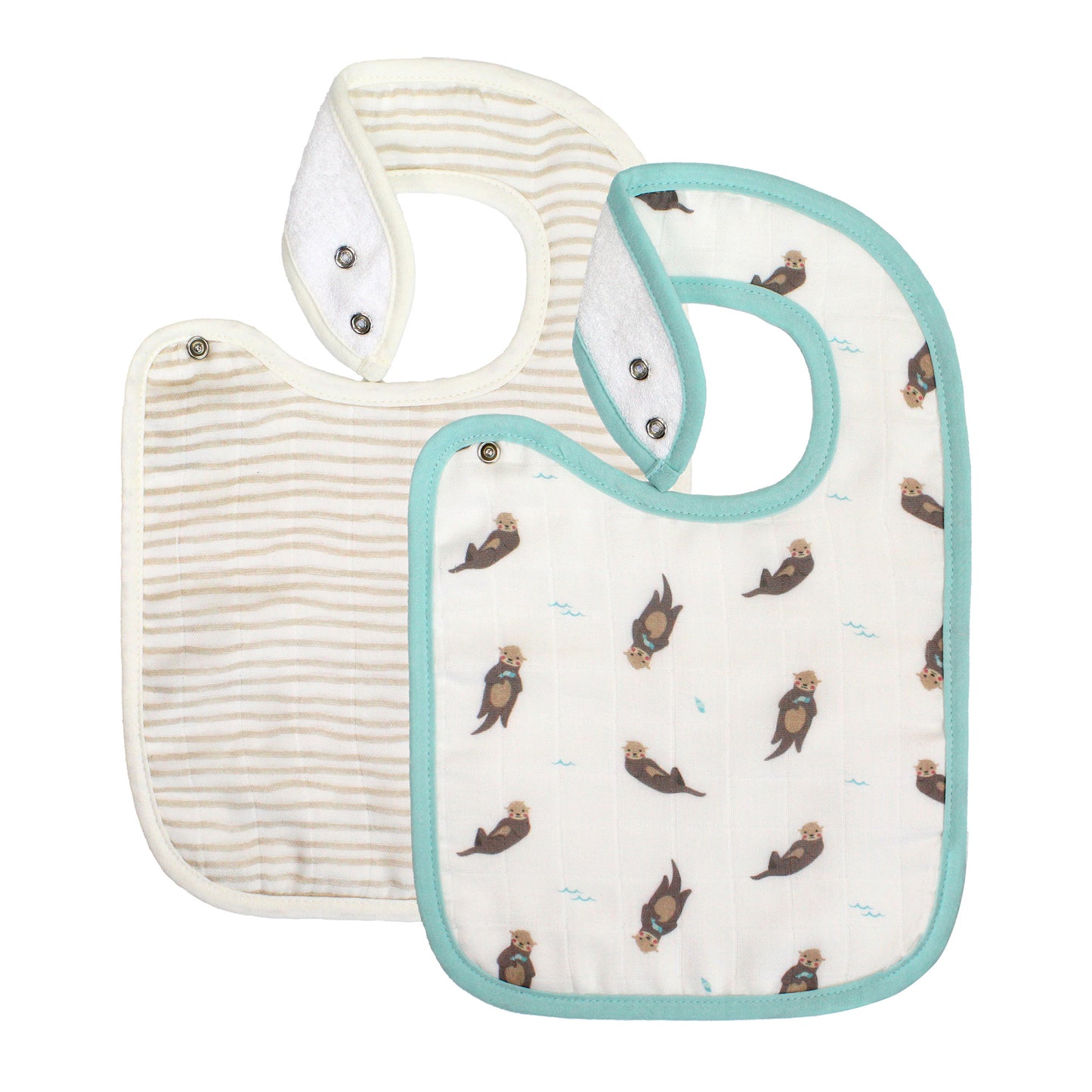 Otter & Taupe Wave Bib Set