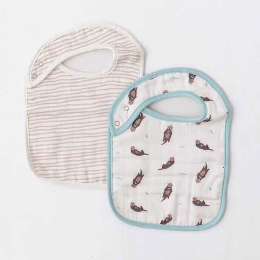 Otter & Taupe Wave Bib Set