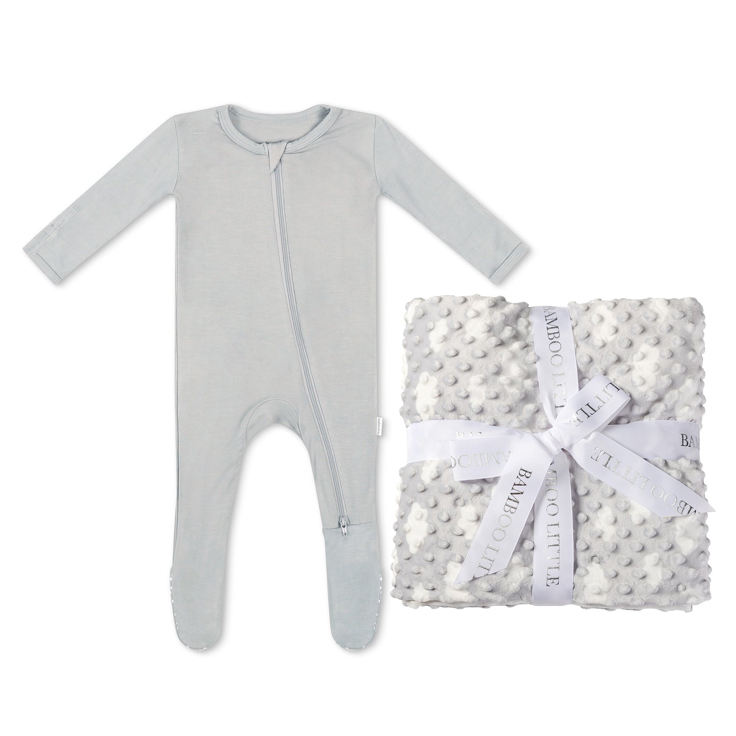 Light Gray Cloud Blanket & Footie Gift Set